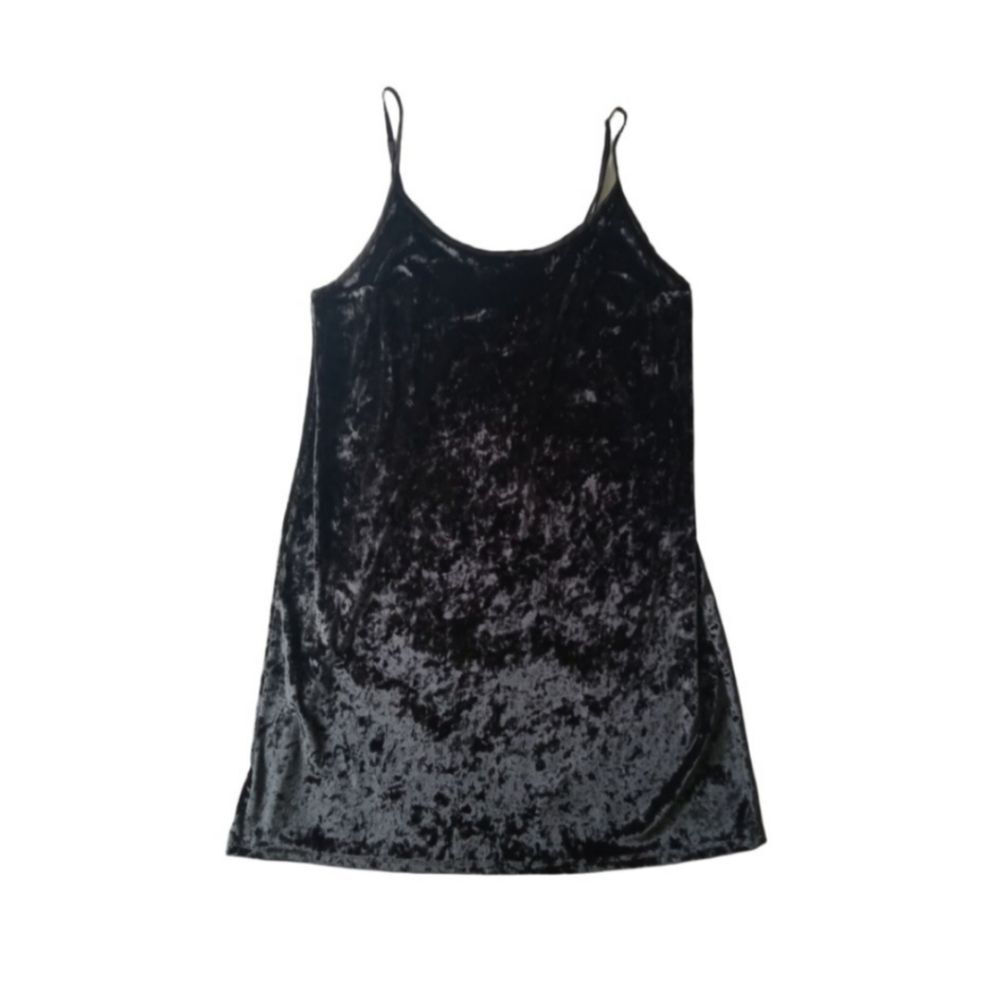 Victoria's Secret Black Crushed Velvet Mini Slip Nightie Women's Medium Large